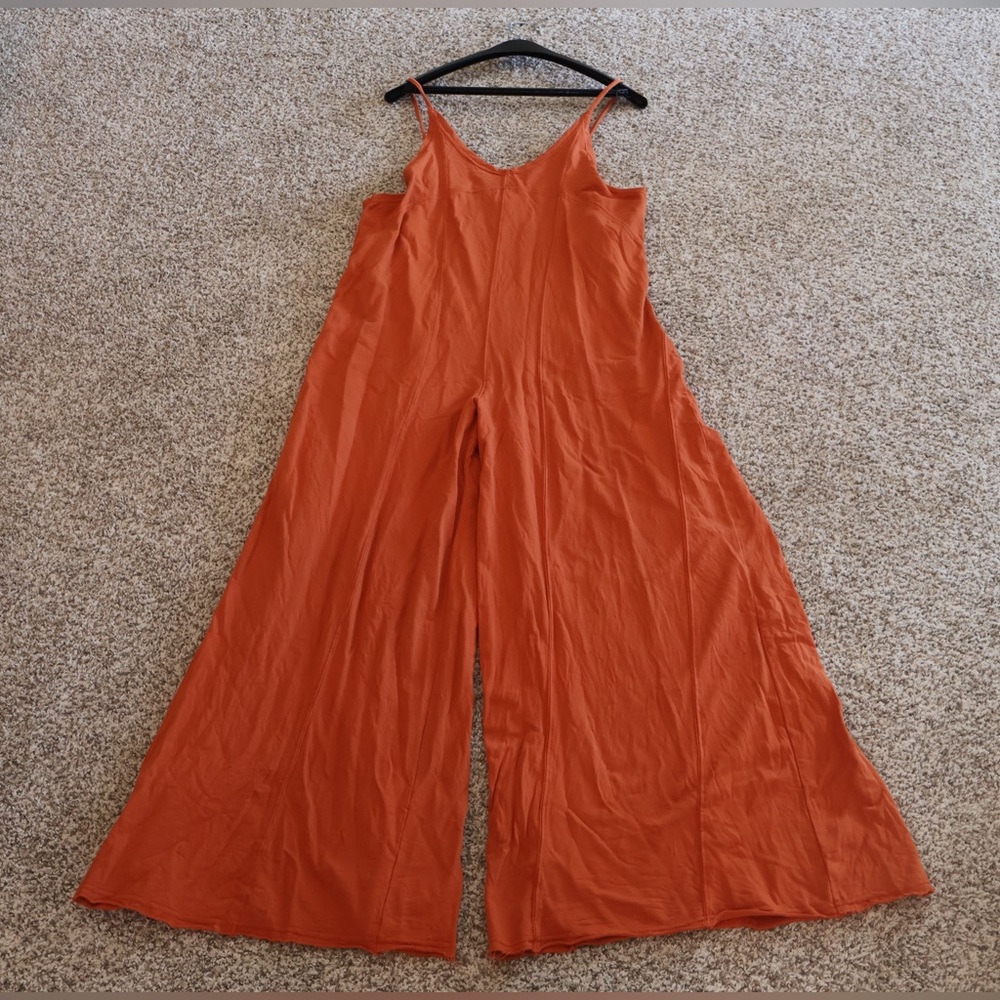 Free People Orange Wide Leg Jumpsuit